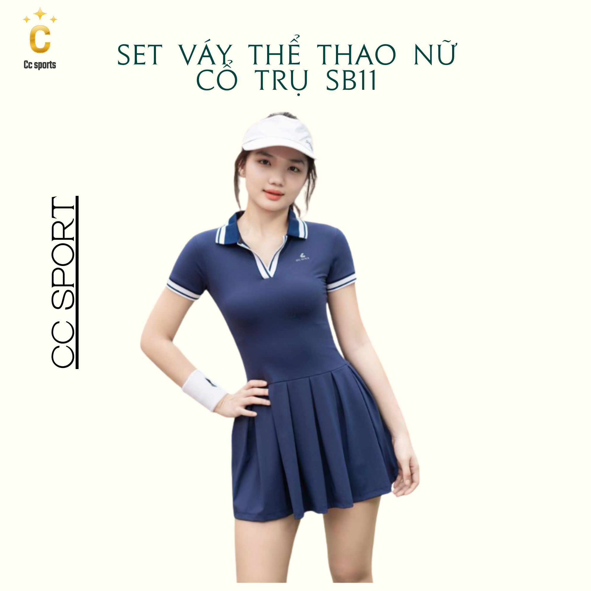 Set Váy Thể Thao Nữ Cổ Trụ SB11 Xanh Than