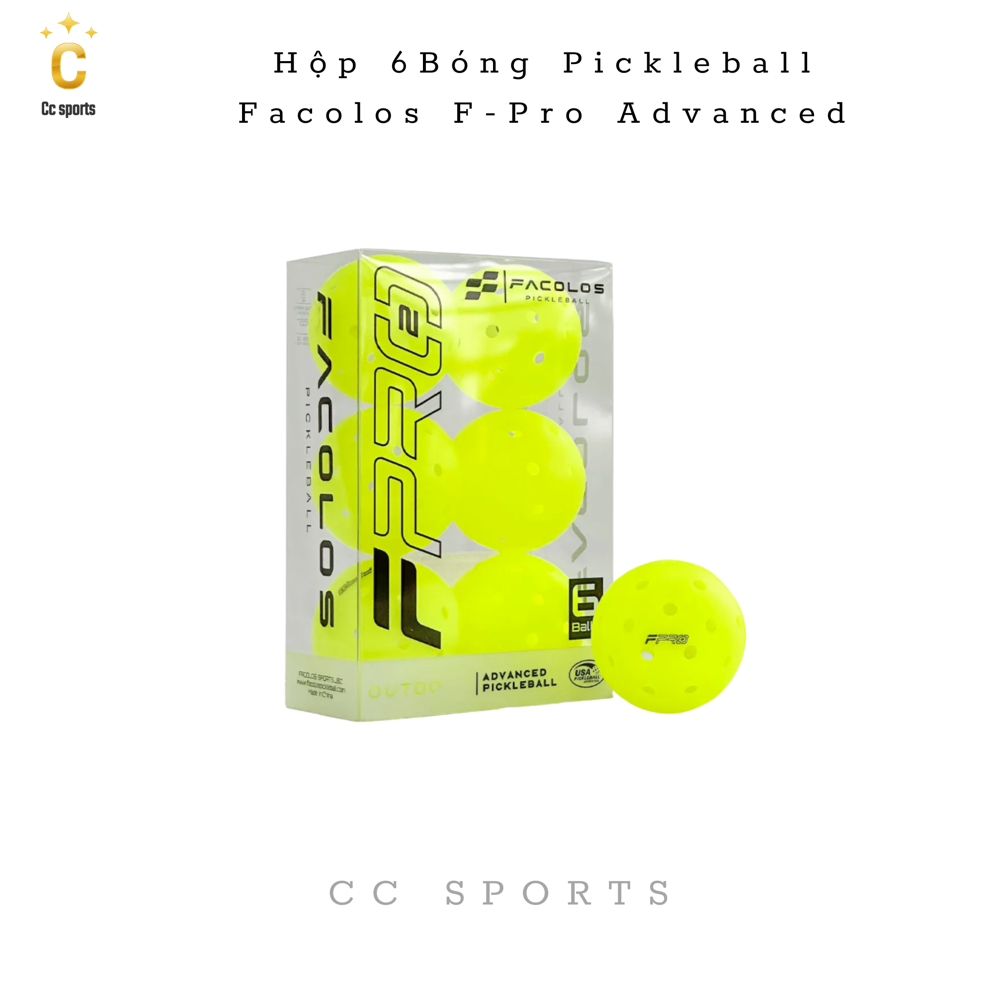 Bóng Pickleball Facolos F-Pro Advanced Gen 2 Hộp 6 Quả