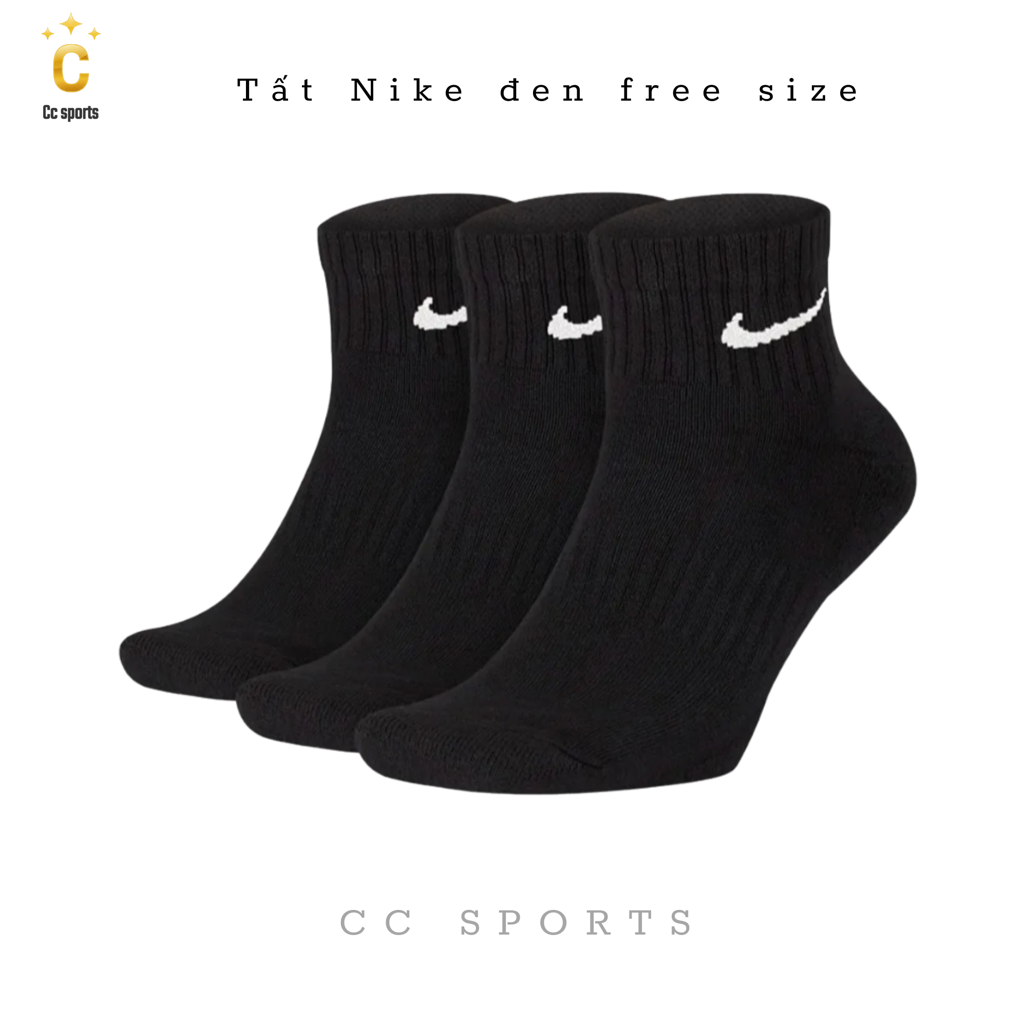 Tất Nike  Đen - Trắng Free  Size