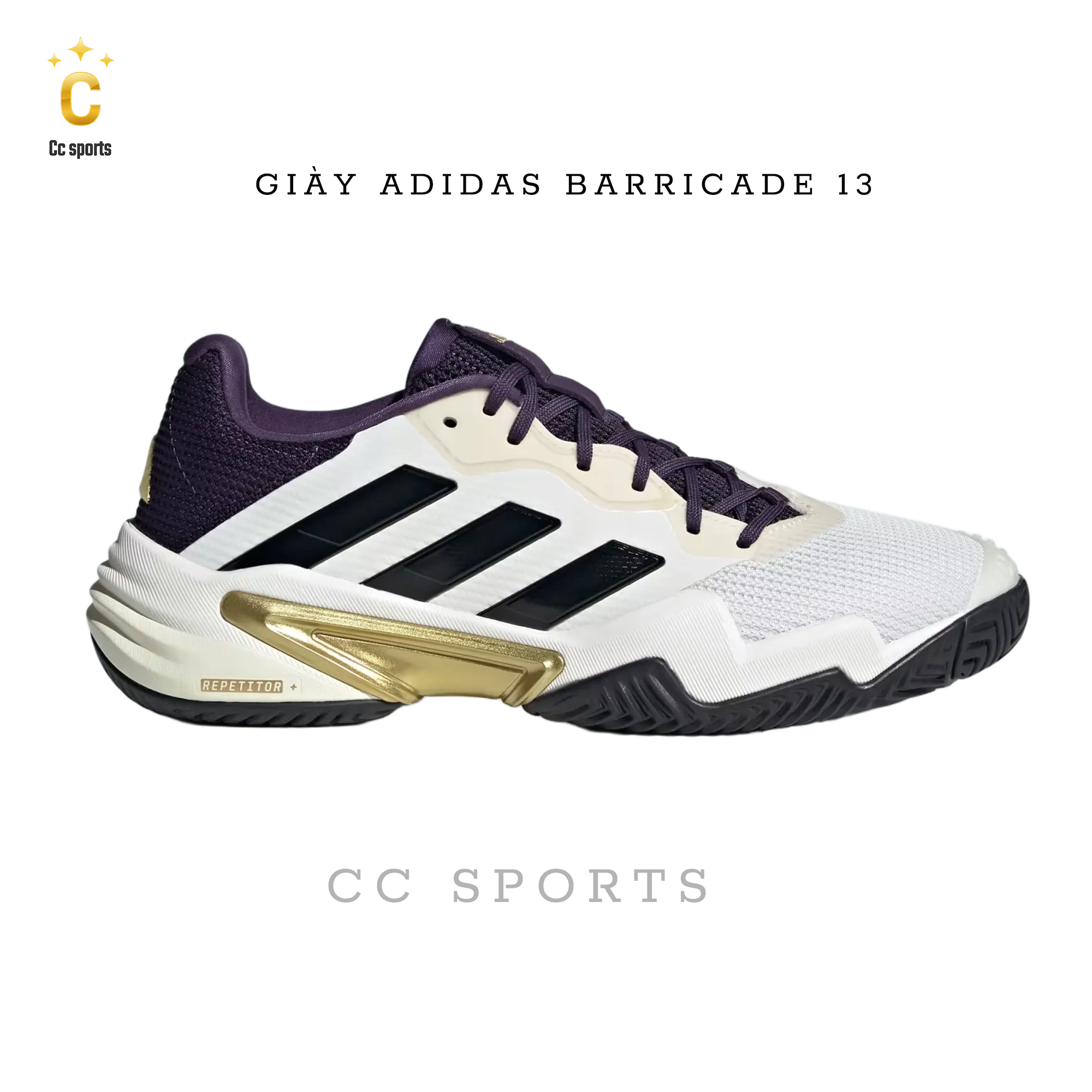 Giày Tennis/Pickleball Adidas Barricade 13 ‘Core White’