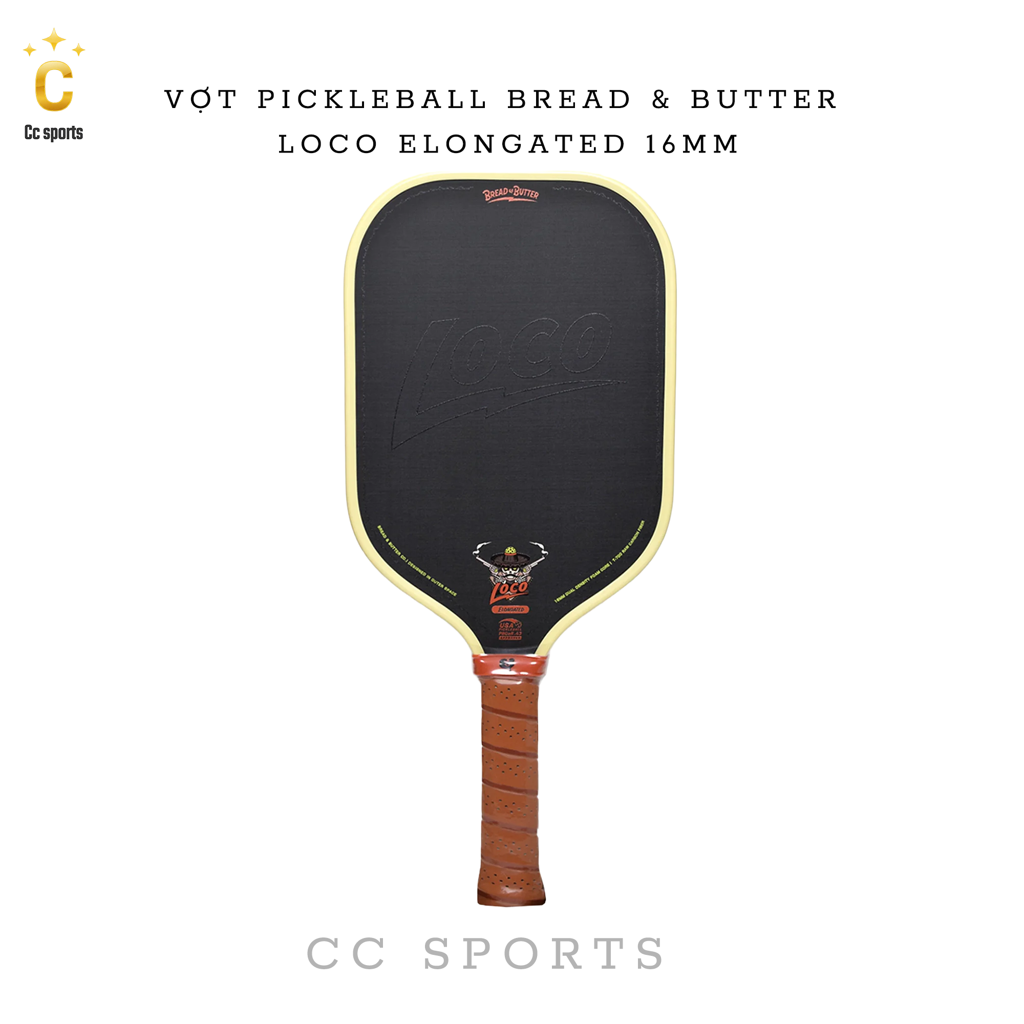 Vợt Pickleball Bread & Butter Loco Elongated 16mm