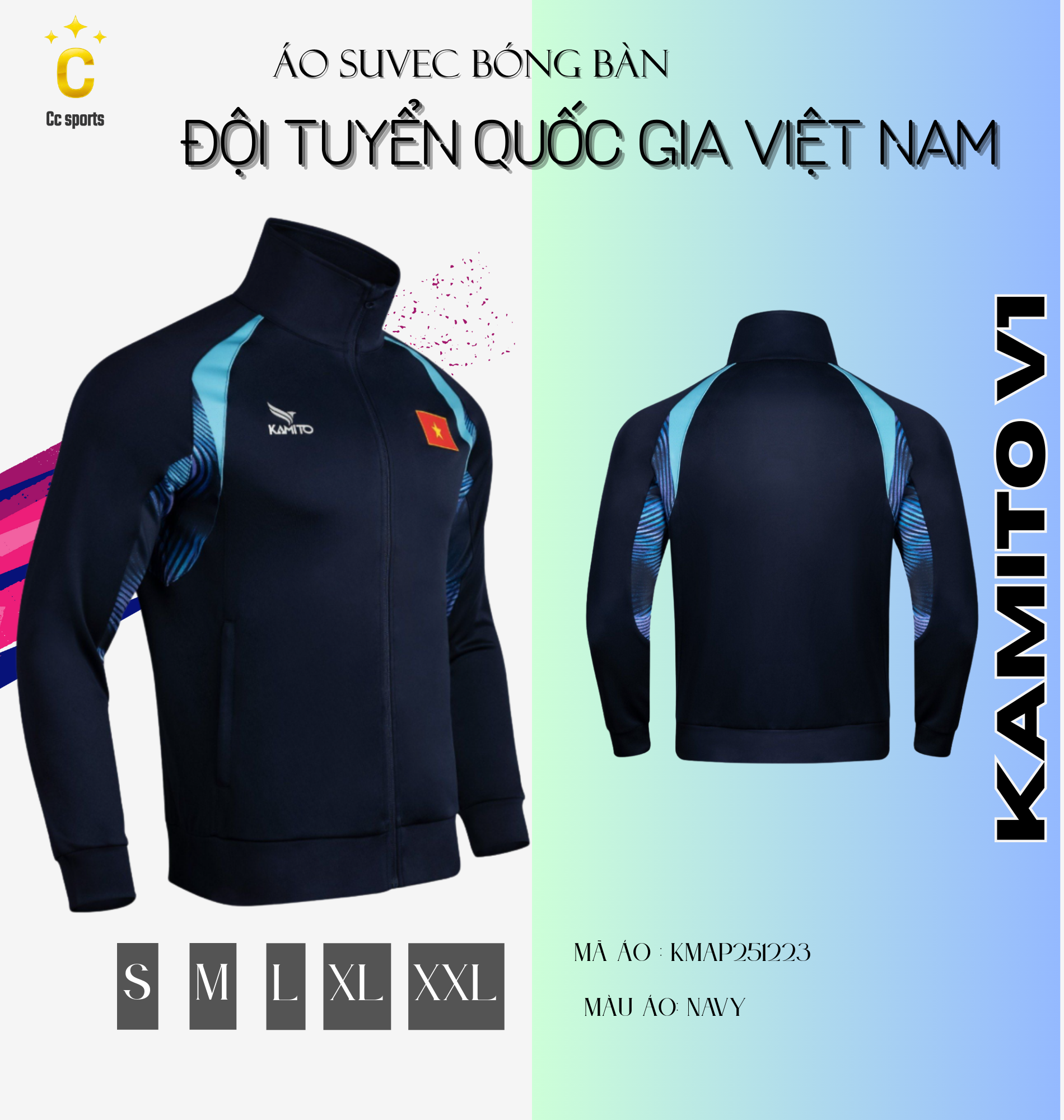 Áo Suvec bóng bàn ĐTQG Việt Nam Kamito V1