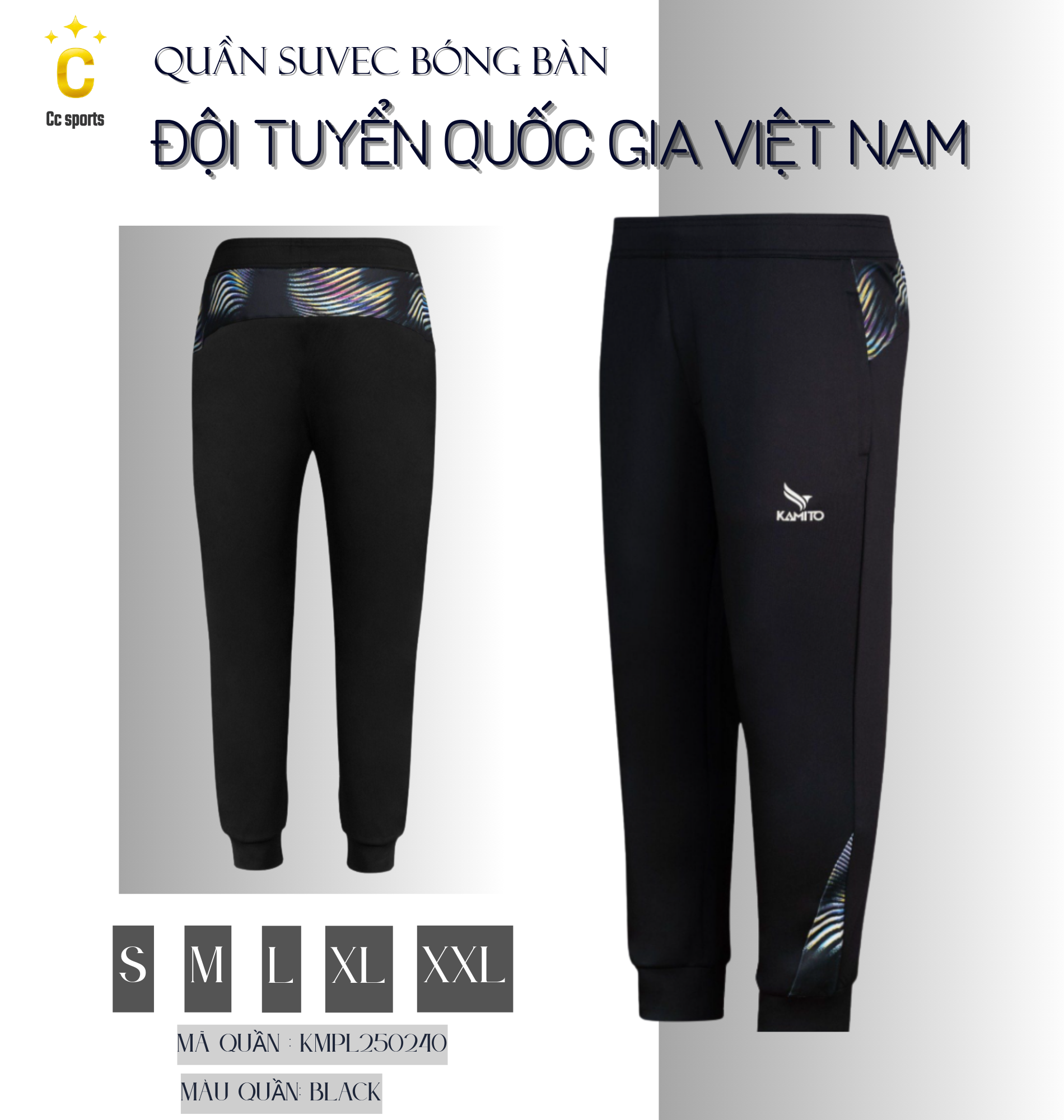 Quần Suvec bóng bàn ĐTQG Việt Nam Kamito V1