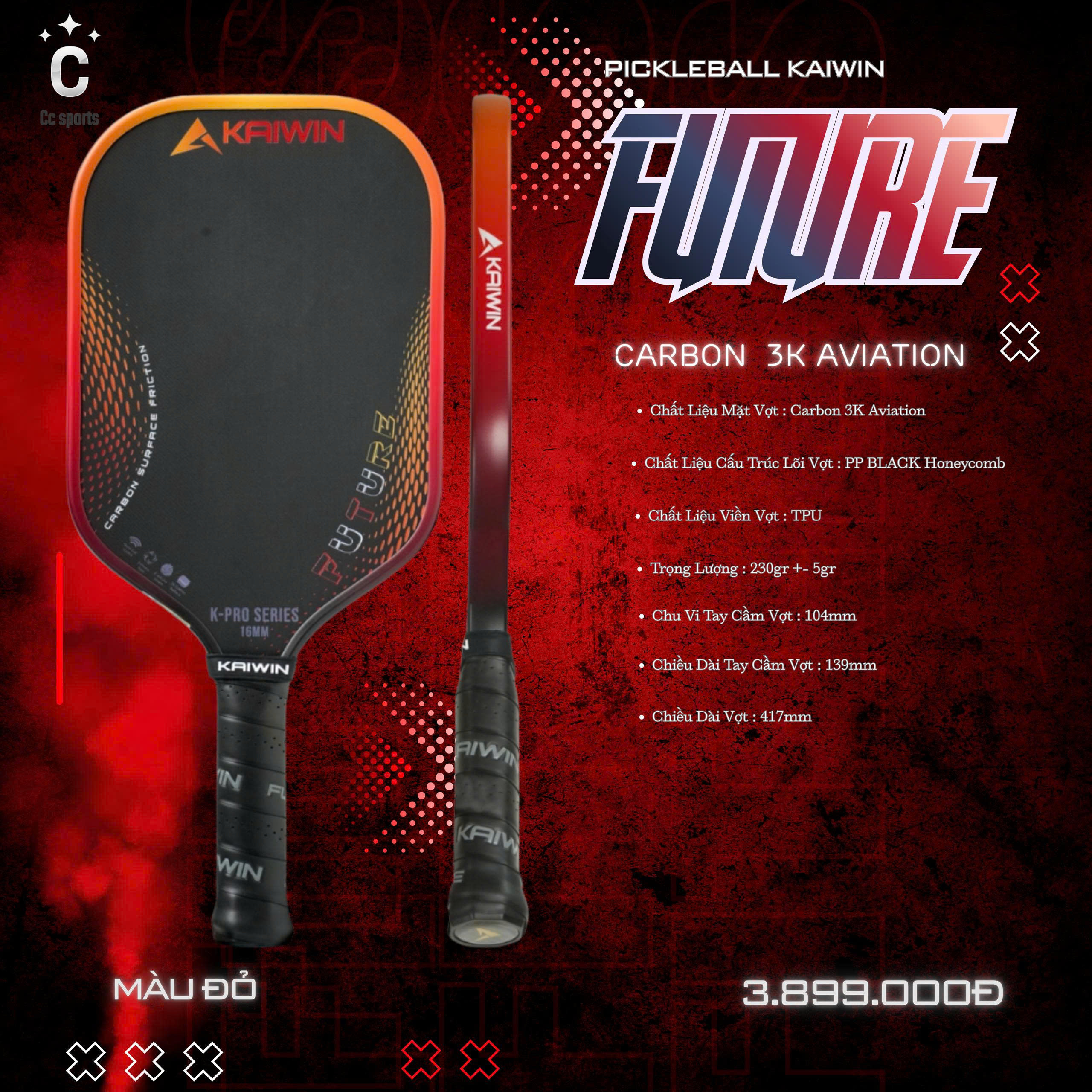 Vợt Pickleball Kaiwin Future T700 16mm