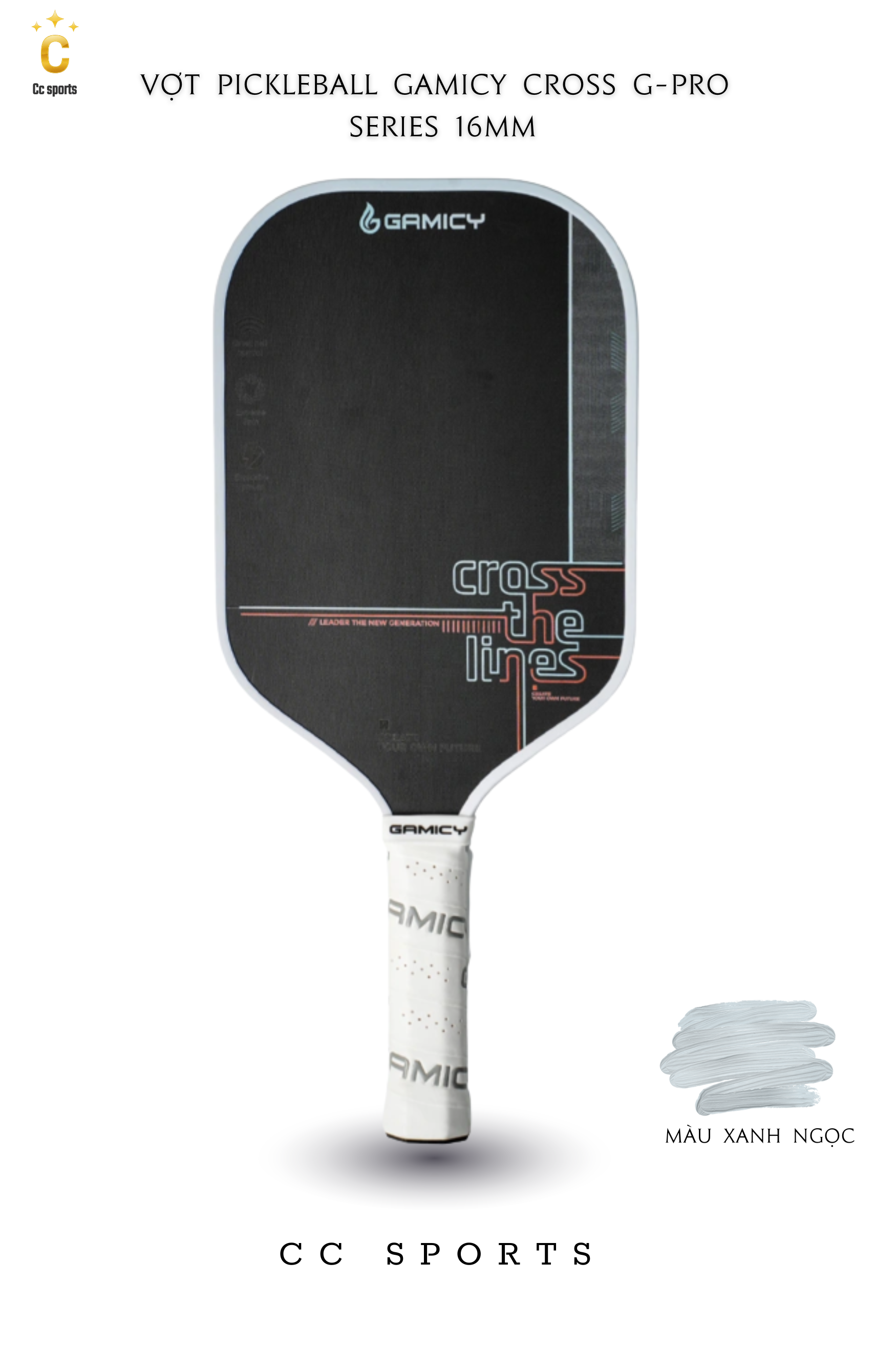 Vợt Pickleball Gamicy Cross G-Pro Series 16mm- Màu Xanh Ngọc